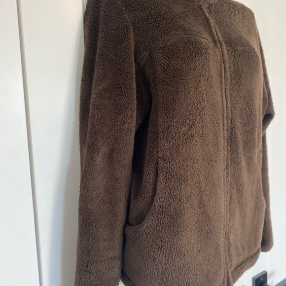 Lands' End Brown Fluffy Fleece Jacket Pullover Size Medium - Picture 2 of 7